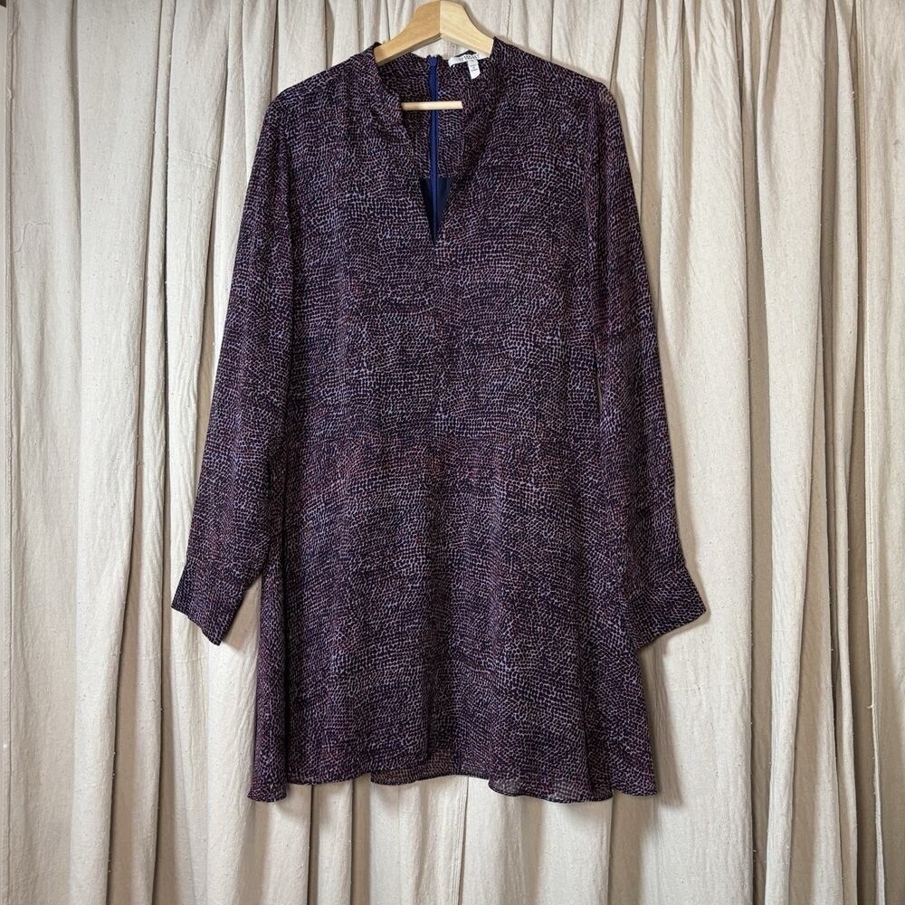 Derek Lam 10 Crosby Navy Red Dot Print Long Sleeve Mini Dress Career Cocktail